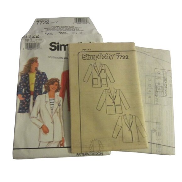 Simplicity Women Vintage Pattern7722 Jacket Y Plus Size 16-22 - Picture 3 of 4